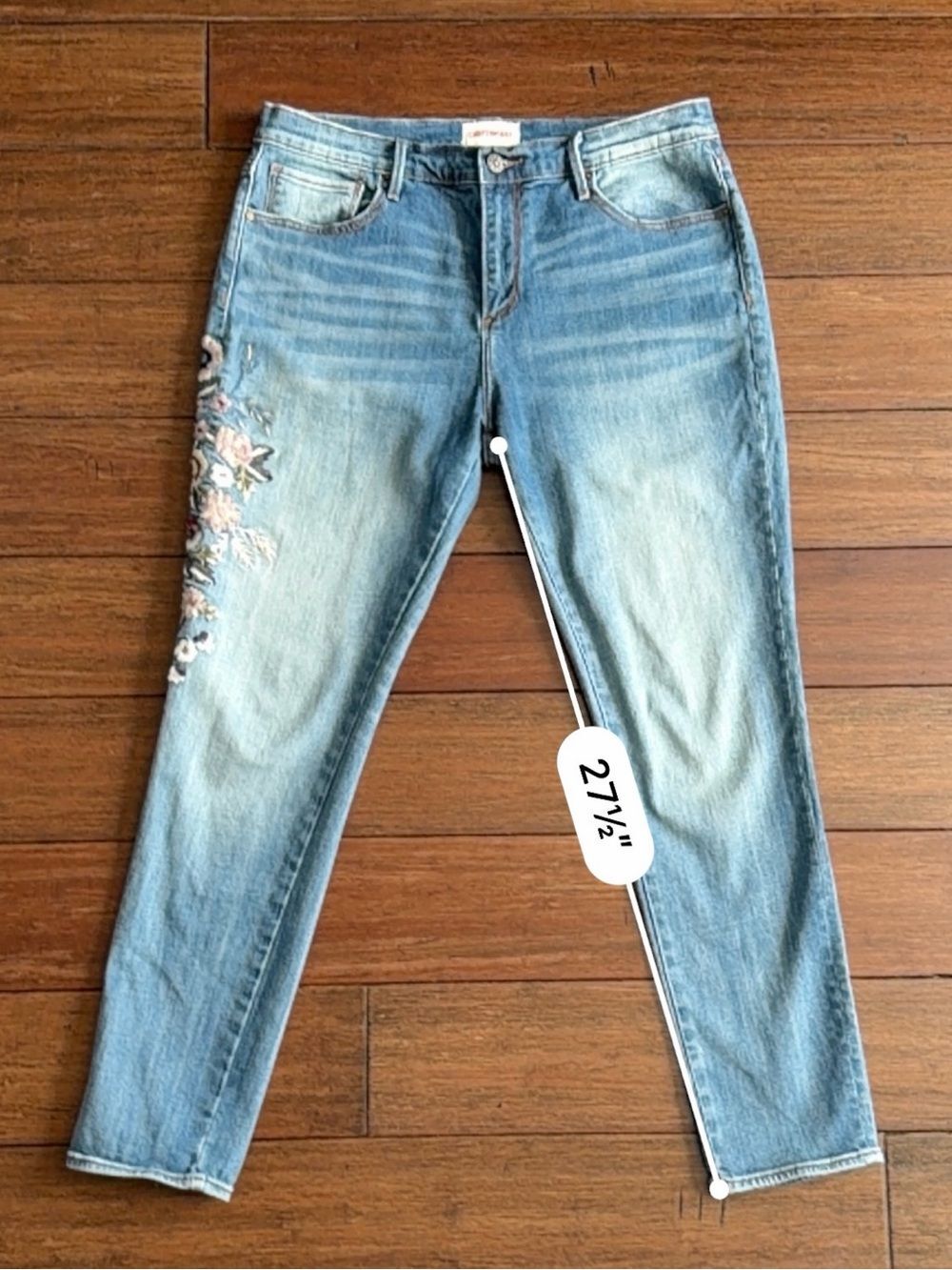 Sundance Catalog Driftwood Embroidered Jackie Jeans Floral Size 32 - Picture 10 of 12